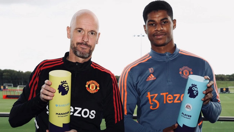 Erik Ten Hag dan Rashford Raih Penghargaan Individu Liga Inggris