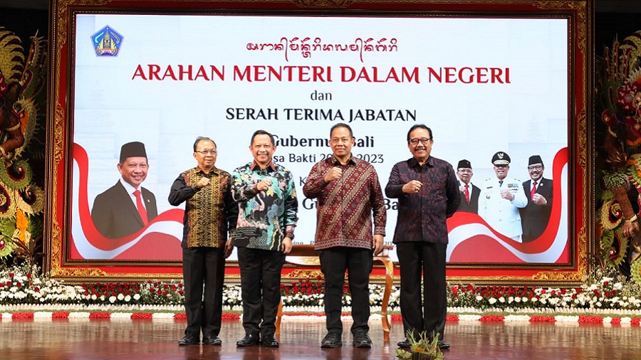 Kunker ke Bali, Mendagri Pimpin Rakor Forkopimda dan Saksikan Sertijab Pj. Gubernur