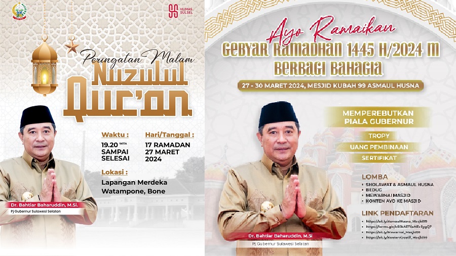 Pemprov Sulsel Ajak Masyarakat Hadiri Buka Puasa Akbar dan Nuzulul Qur’an di Kabupaten Bone
